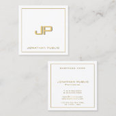 Aangepaste Jouw tekst Sjabloon Elegant Gold Monogr Vierkante Visitekaartje (Voorkant / Achterkant)