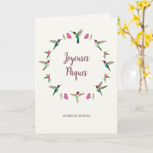 Aangepaste Joyeuses Pâques Kaart (Gele Bloem)