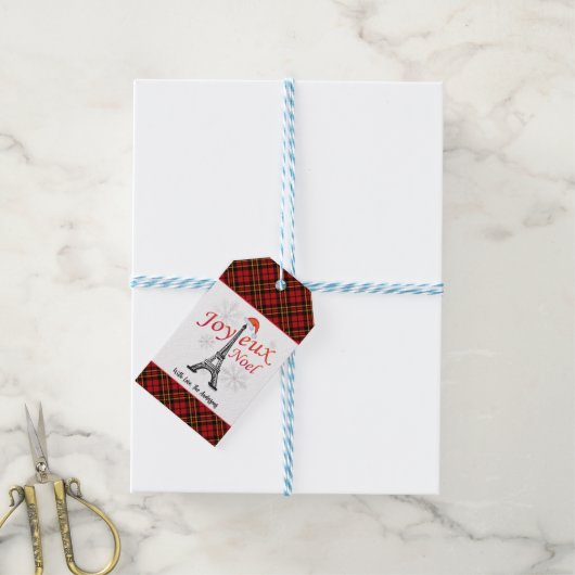 Aangepaste Joyeux Noel Cadeaulabel (Met Touw)
