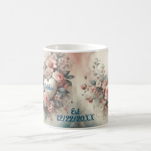 Aangepaste Jubileum Bloemenkrans Koffiemok (Center)