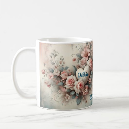 Aangepaste Jubileum Bloemenkrans Koffiemok (Links)