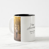 Aangepaste jubileum foto creëer uw eigen tweekleurige koffiemok (Voorkant links)