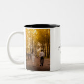 Aangepaste jubileum foto creëer uw eigen tweekleurige koffiemok (Links)