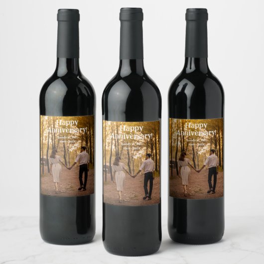 Aangepaste jubileum foto creëer uw eigen wijn etiket (Flessen)