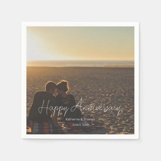 Aangepaste Jubileum Foto Gepersonaliseerde tekst m Servet (Voorkant)