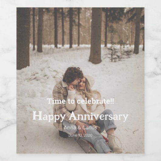 Aangepaste Jubileum Foto Gepersonaliseerde tekst m Wijn Etiket (Enkel label)