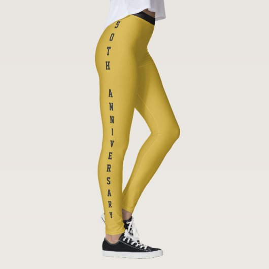 Aangepaste jubileum gouden jet zwart monogram leuk leggings (Rechts)