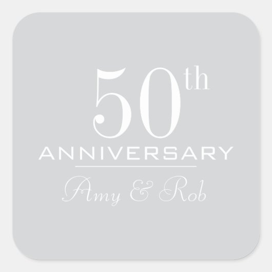 Aangepaste jubileum moderne stijlvolle minimalisti vierkante sticker (Voorkant)