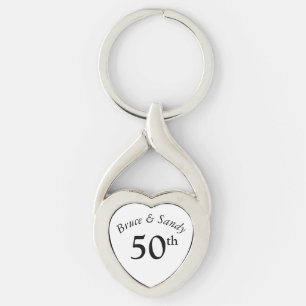 Aangepaste jubileum stijlvol en chic zwart lettert sleutelhanger