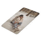 Aangepaste jubileumfoto gepersonaliseerde tekst mo magneet (Linkerzijde)