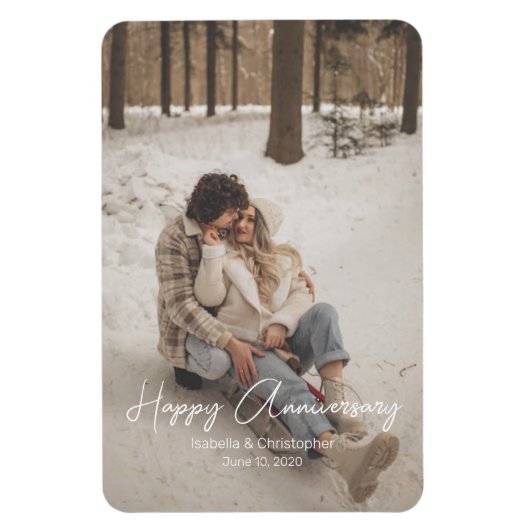 Aangepaste jubileumfoto gepersonaliseerde tekst mo magneet (Verticaal)