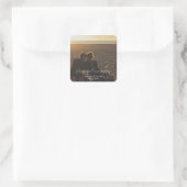 Aangepaste jubileumfoto gepersonaliseerde tekst mo vierkante sticker (Tas)