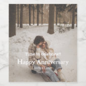 Aangepaste jubileumfoto gepersonaliseerde tekst mo wijn etiket (Enkel label)