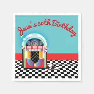 Aangepaste Jukebox in het rood voor 50's Sock Hop  Servet