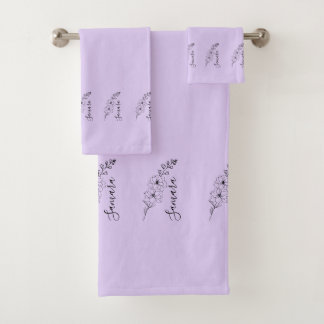 Aangepaste juli Delphinium Geboortebloem Gift voor Bad Handdoek