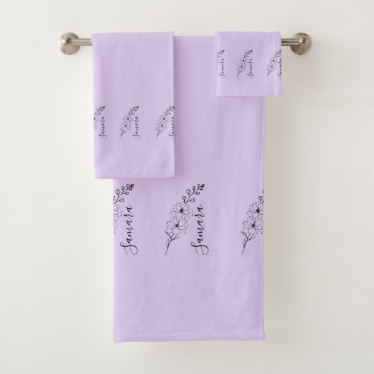 Aangepaste juli Delphinium Geboortebloem Gift voor Bad Handdoek (Insitu)