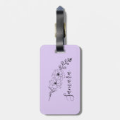 Aangepaste juli Delphinium Geboortebloem Gift voor Bagagelabel (Achterkant verticaal)