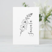 Aangepaste juli Delphinium Geboortebloem Gift voor Bedankkaart (Staand voorkant)