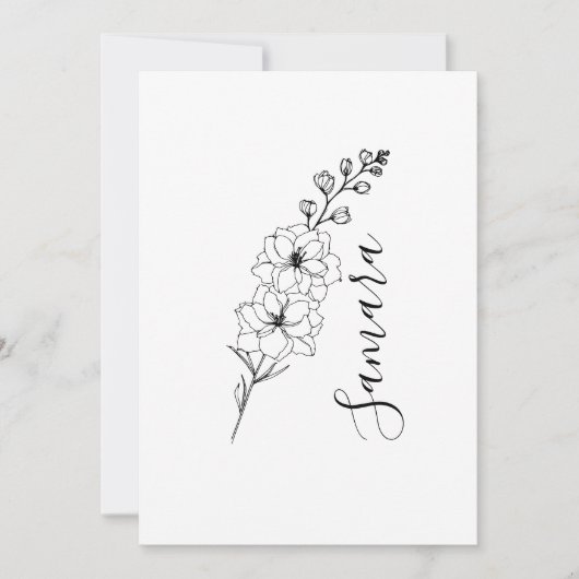 Aangepaste juli Delphinium Geboortebloem Gift voor Kaart (Voorkant)