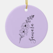 Aangepaste juli Delphinium Geboortebloem Gift voor Keramisch Ornament (Voorkant)