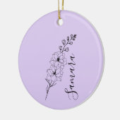 Aangepaste juli Delphinium Geboortebloem Gift voor Keramisch Ornament (Links)