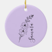 Aangepaste juli Delphinium Geboortebloem Gift voor Keramisch Ornament (Achterkant)