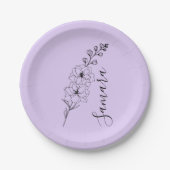 Aangepaste juli Delphinium Geboortebloem Gift voor Papieren Bordje (Voorkant)