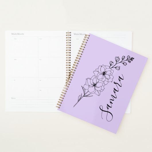 Aangepaste juli Delphinium Geboortebloem Gift voor Planner (Display)