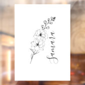 Aangepaste juli Delphinium Geboortebloem Gift voor Raamsticker (Vel 2)