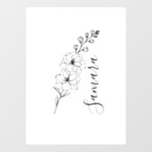 Aangepaste juli Delphinium Geboortebloem Gift voor Raamsticker (Vel)