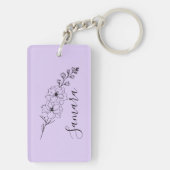 Aangepaste juli Delphinium Geboortebloem Gift voor Sleutelhanger (achterkant)