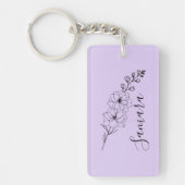 Aangepaste juli Delphinium Geboortebloem Gift voor Sleutelhanger (Voorkant)