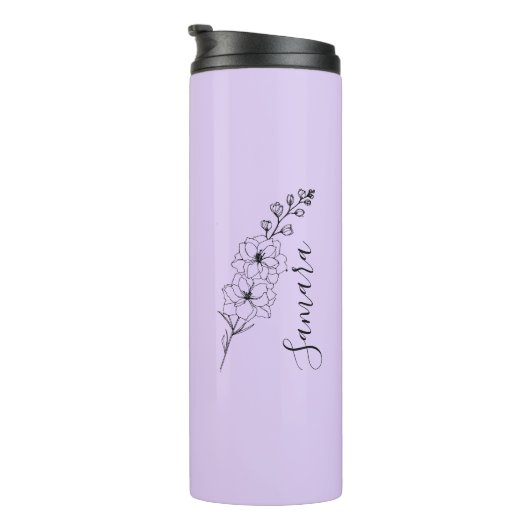 Aangepaste juli Delphinium Geboortebloem Gift voor Thermosbeker (Geroteerd rechts)