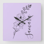 Aangepaste juli Delphinium Geboortebloem Gift voor Vierkante Klok (Voorkant)