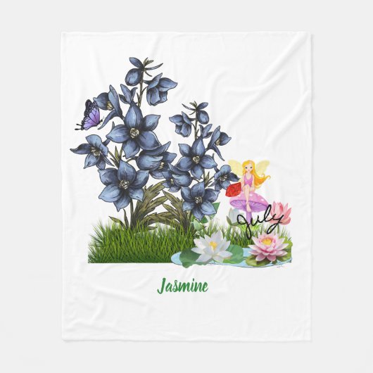 Aangepaste Juli Geboorte Bloemen & Stone Fleece De (Voorkant)