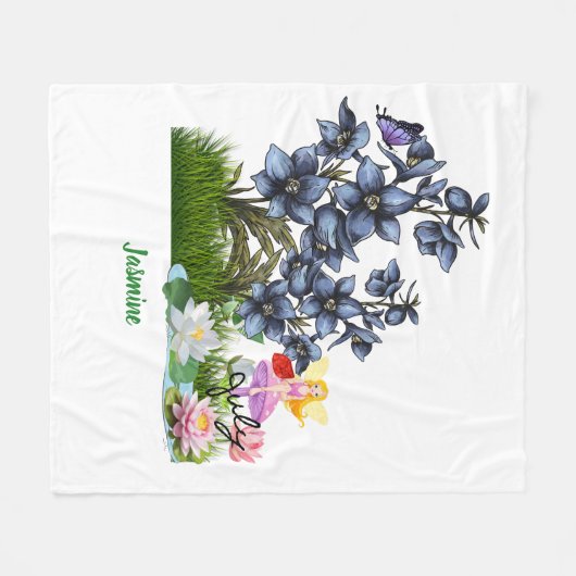 Aangepaste Juli Geboorte Bloemen & Stone Fleece De (Voorkant (Horizontaal))