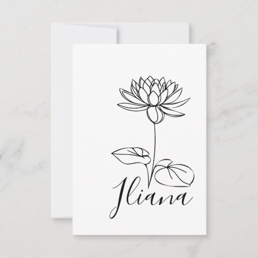 Aangepaste Juli Water Lily Geboorte Bloem Gift voo Bedankkaart (Voorkant)