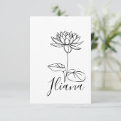 Aangepaste Juli Water Lily Geboorte Bloem Gift voo Bedankkaart (Staand voorkant)