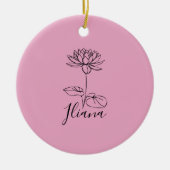 Aangepaste Juli Water Lily Geboorte Bloem Gift voo Keramisch Ornament (Voorkant)