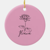 Aangepaste Juli Water Lily Geboorte Bloem Gift voo Keramisch Ornament (Achterkant)