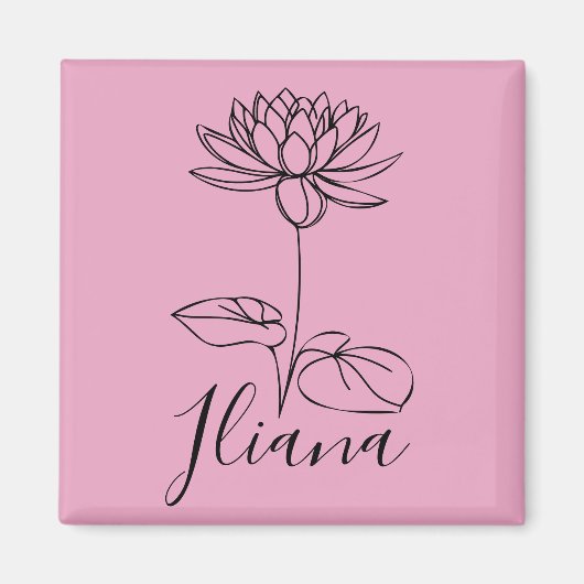 Aangepaste Juli Water Lily Geboorte Bloem Gift voo Magneet (Voorkant)