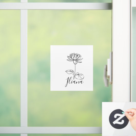 Aangepaste Juli Water Lily Geboorte Bloem Gift voo Raamsticker (Huis)