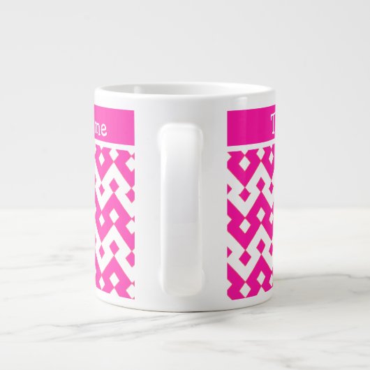 Aangepaste Jumbo Coffee-Mok, Snoep roze geometrisc Grote Koffiekop (Achterkant)