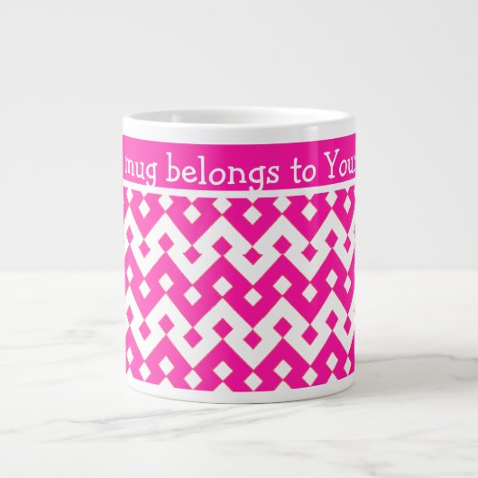 Aangepaste Jumbo Coffee-Mok, Snoep roze geometrisc Grote Koffiekop (Voorkant)
