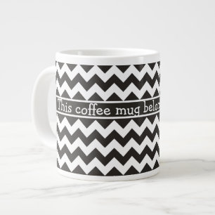 Aangepaste Jumbo Coffee-Mok, zwarte en witte Chevr Grote Koffiekop