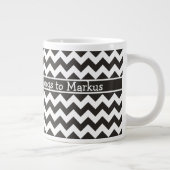 Aangepaste Jumbo Coffee-Mok, zwarte en witte Chevr Grote Koffiekop (Rechts)