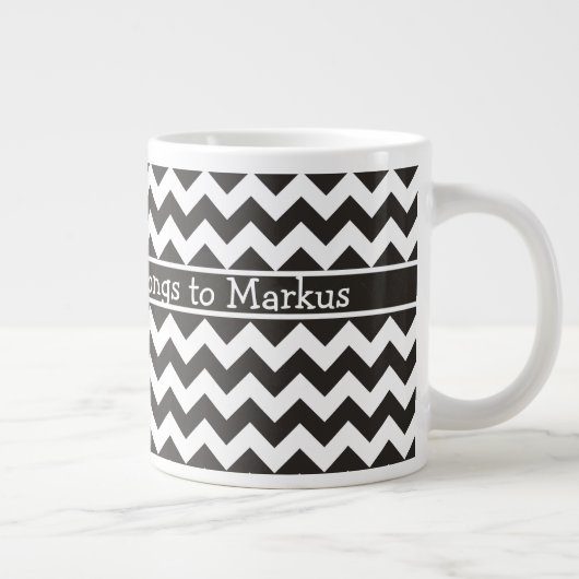 Aangepaste Jumbo Coffee-Mok, zwarte en witte Chevr Grote Koffiekop (Rechts)