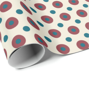 Aangepaste Jumbo Rood Blauw Polka Dots op Witte Gi Cadeaupapier