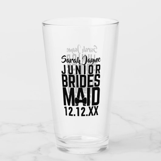 Aangepaste Junior Bruidsmeisje Naam Keepsake Glass Glas (Voorkant)