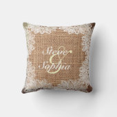 Aangepaste Jute Burlap en Lace Kussen (Achterkant)